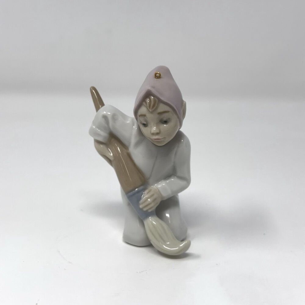 Lladro 5938 Elf with Paintbrush Christmas Ornament Porcelain Figurine